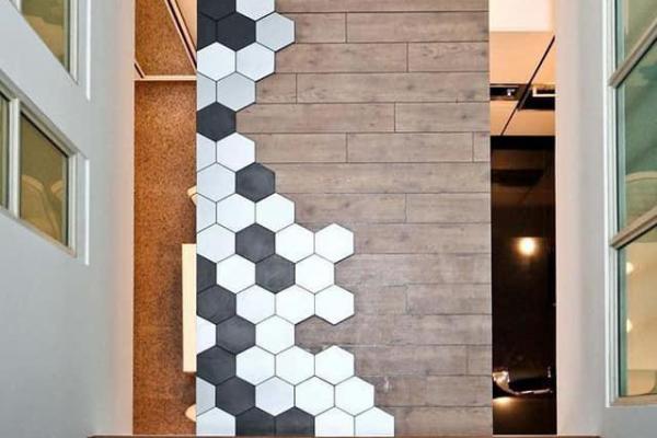 2D Wall Tile Style 2DT HEX MIXED WHITE BLACK