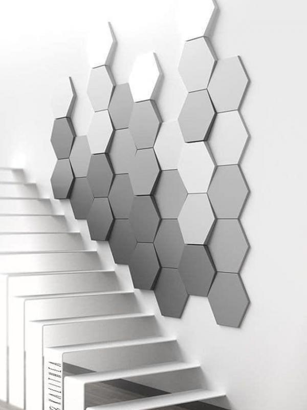 3D Wall Style 3DT JUMBO HEX MIXED WHITE GRAYS